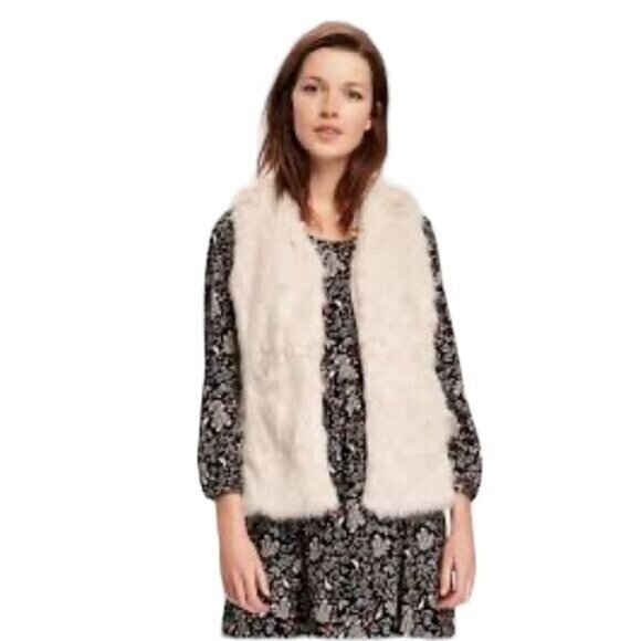 Old Navy Womens Faux-Fur Vest Medium Festival Bohemian 70s Hippie Retro Bohemian - Picture 2 of 9